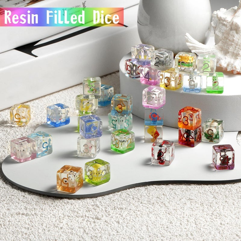 DNDND Frog D&D Dice Set, 7PCS Resin Polyhedral Die with Velvet Pouch for DND Dungeons & Dragons Role Playing Games and Tabletop Games （Frog DND Dice Set - Image 3